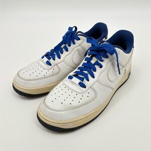 Men's Nike Air Force 1 White and Blue Sneakers | 8.5